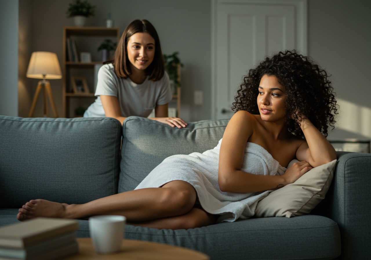 I sat on the couch naked after I took a shower this morning and didn't notice this, but my girlfriend did.