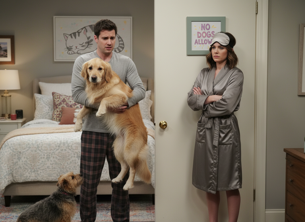AITA - Girlfriend won’t let dogs sleep in our room