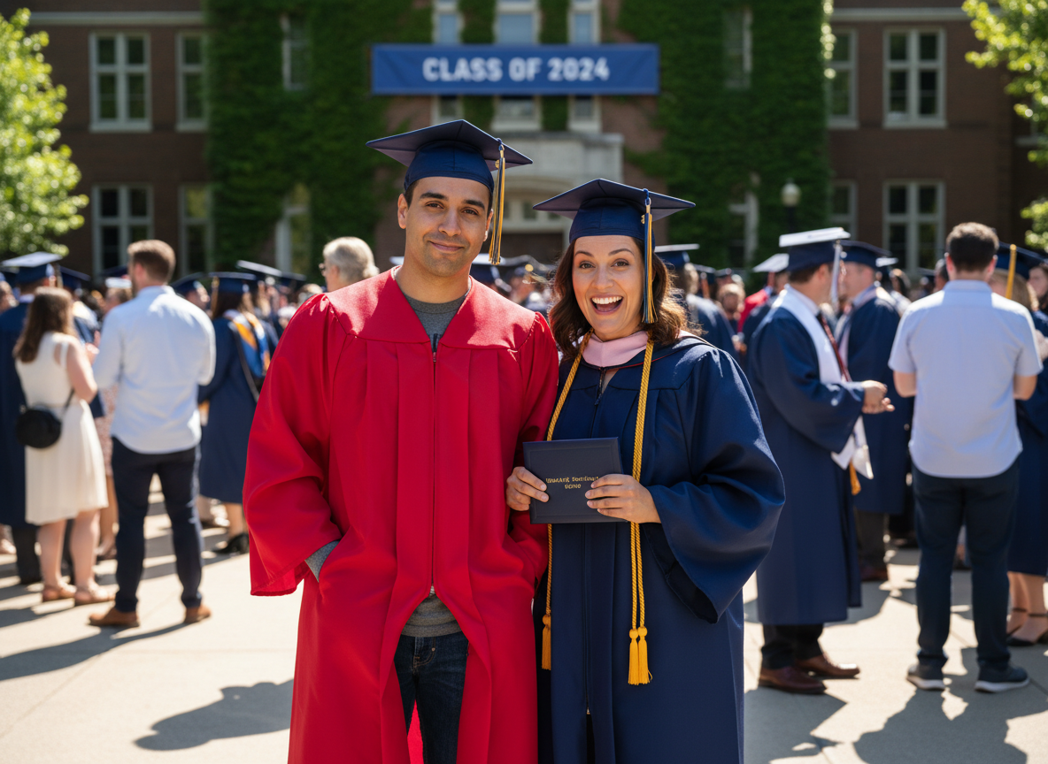 My husband wants to wear his own graduation gown to my graduation ceremony