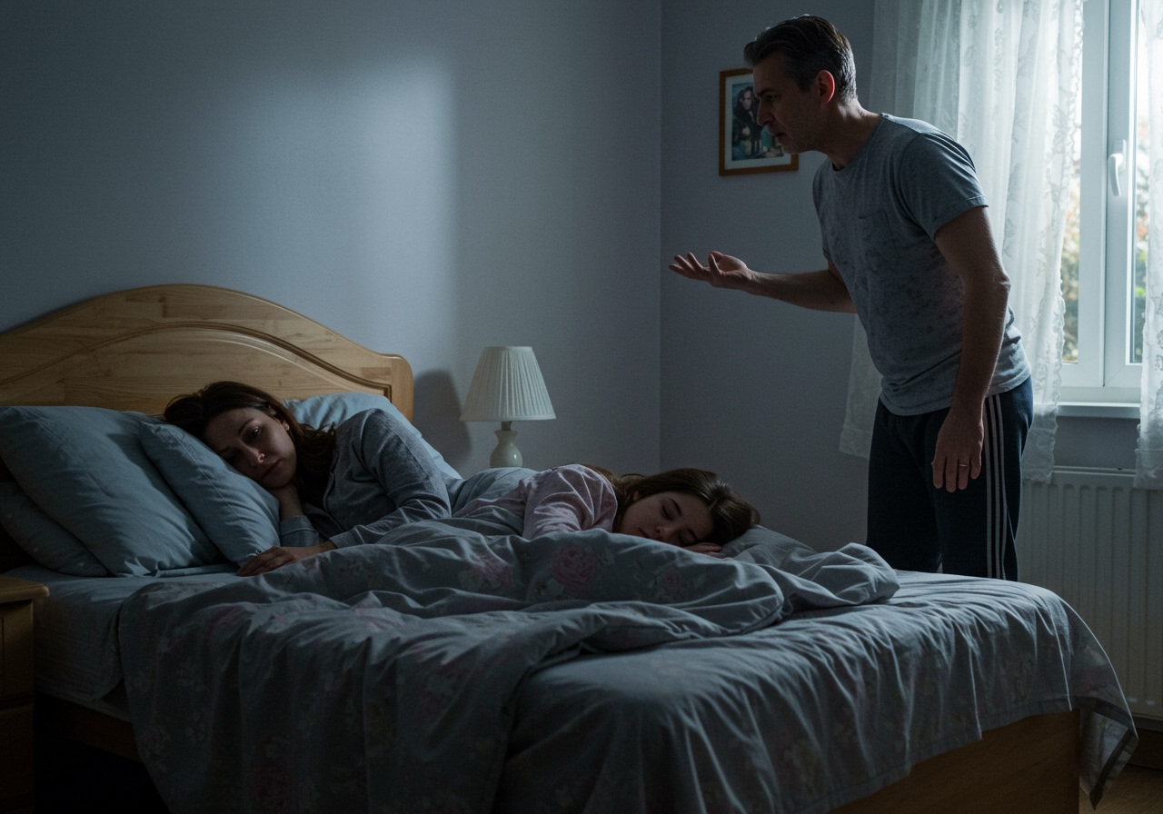 AITA for sleeping in my daughter’s room after my husband told her she couldn’t have me at night and telling him off?