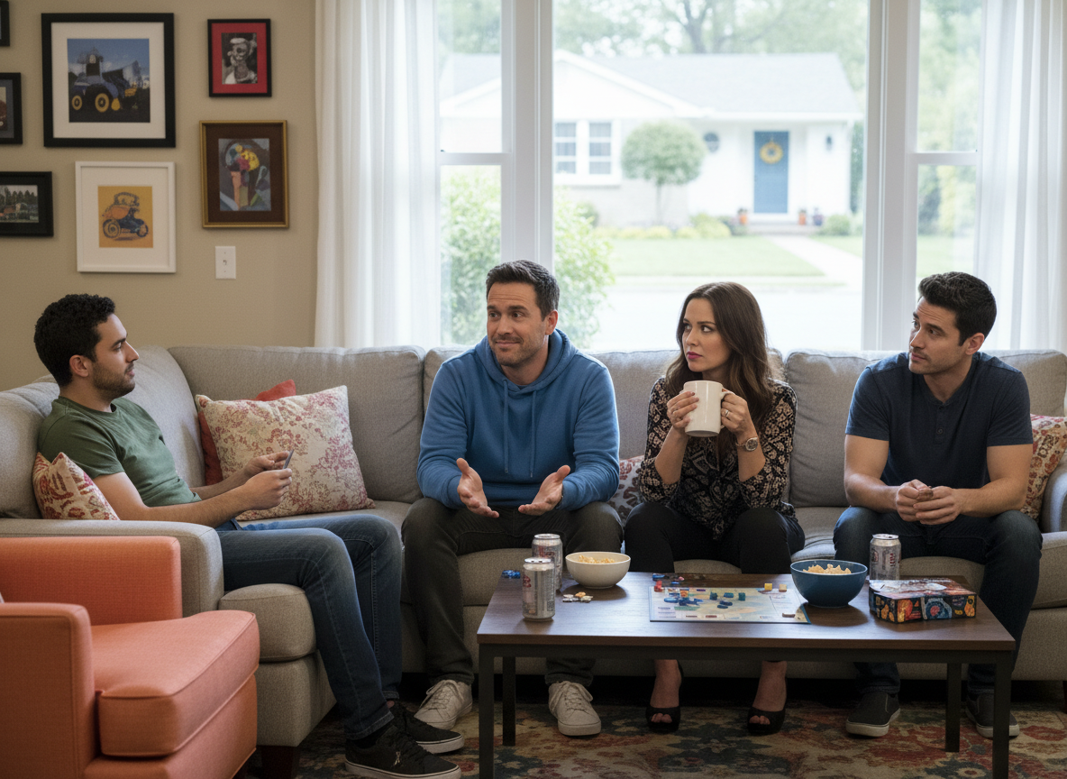 AITA for sitting with my husband and his friends although he told me he needed "privacy"?