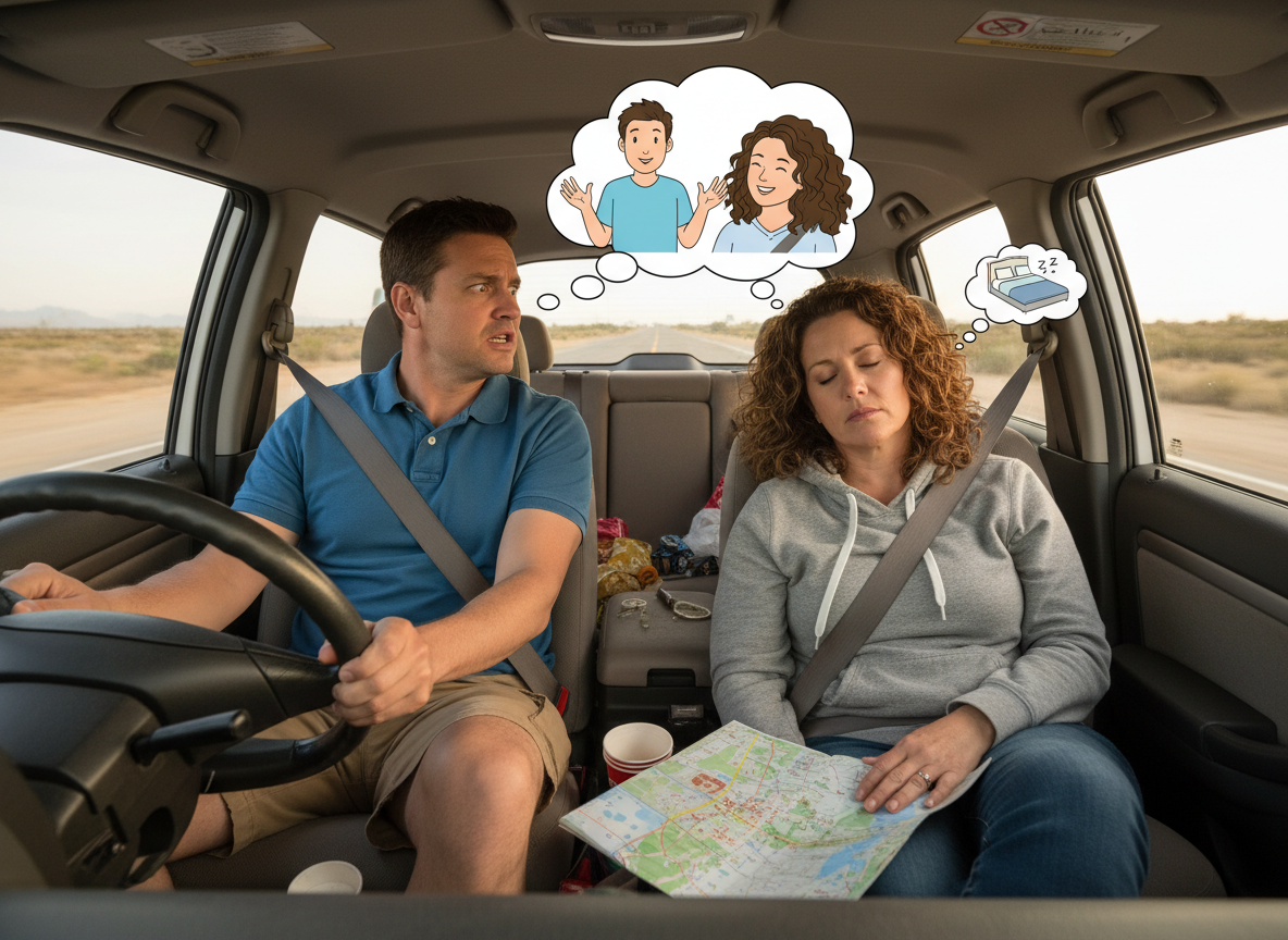 AITA for wanting my wife to stay up during a road trip and talk to me?