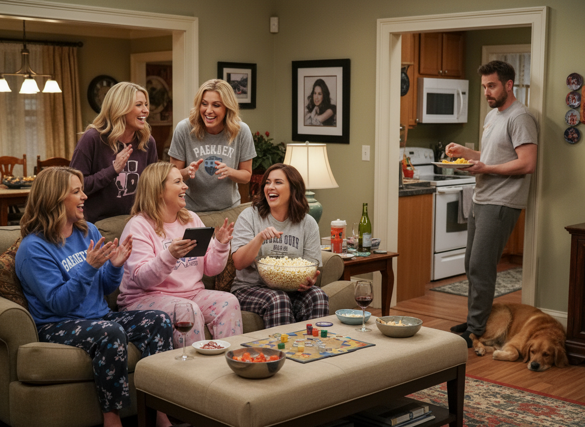 AITA for not letting my husband sit with us during girls night in?