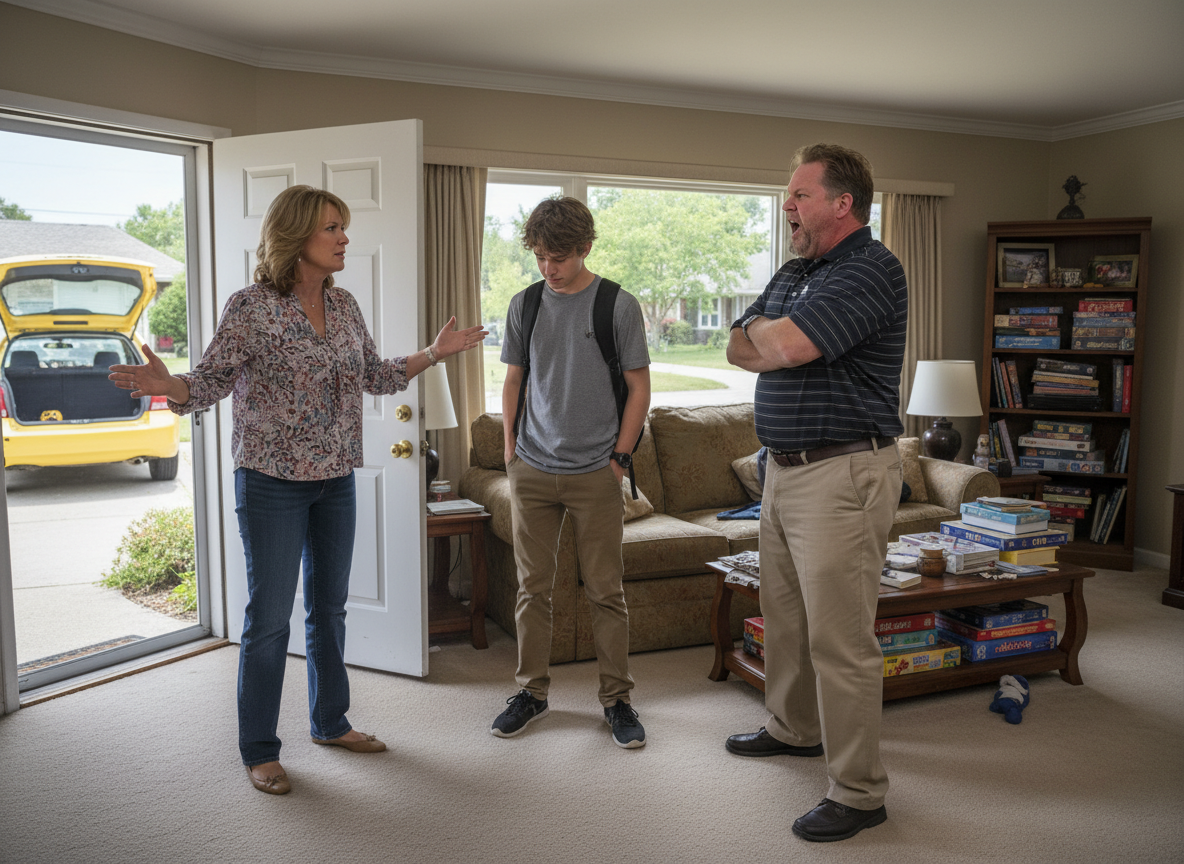 I kicked my 17yo & his friend out of the car and my husband is furious