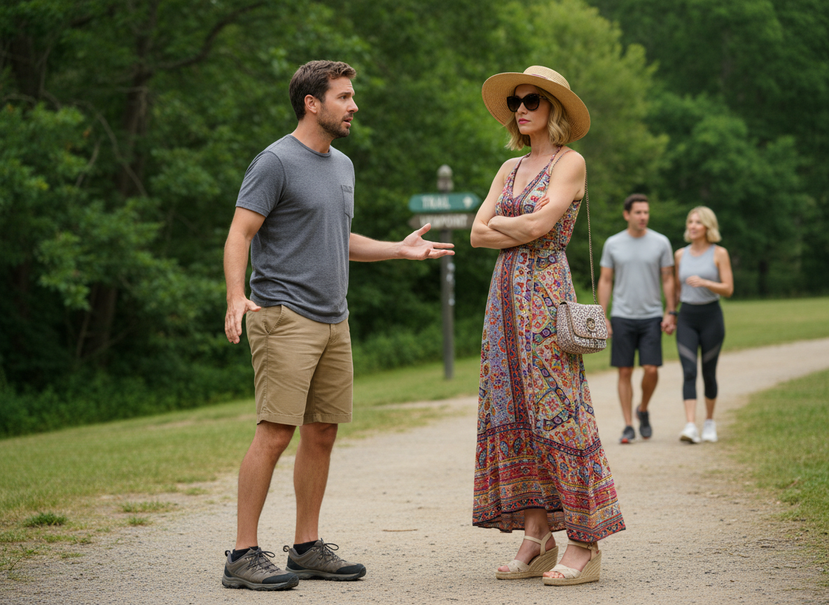 AITA for asking my girlfriend to dress more sensibly on a walk?