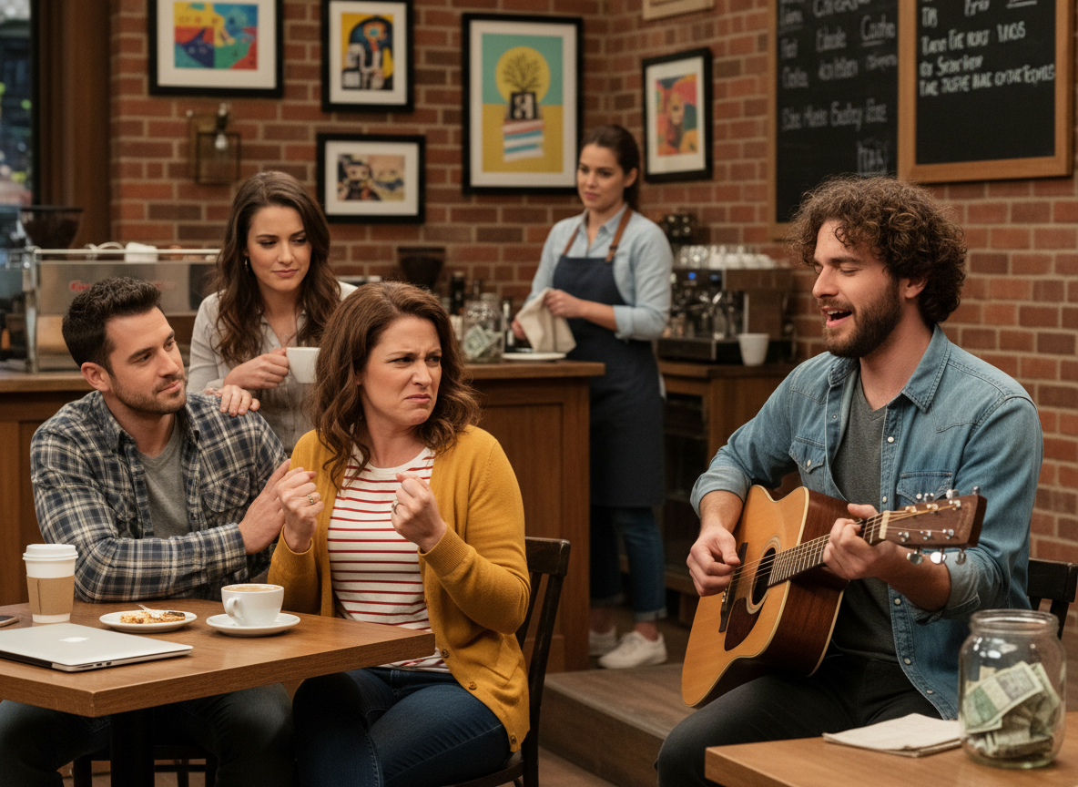 AITA for getting annoyed with the a guy playing his guitar in a coffee shop?