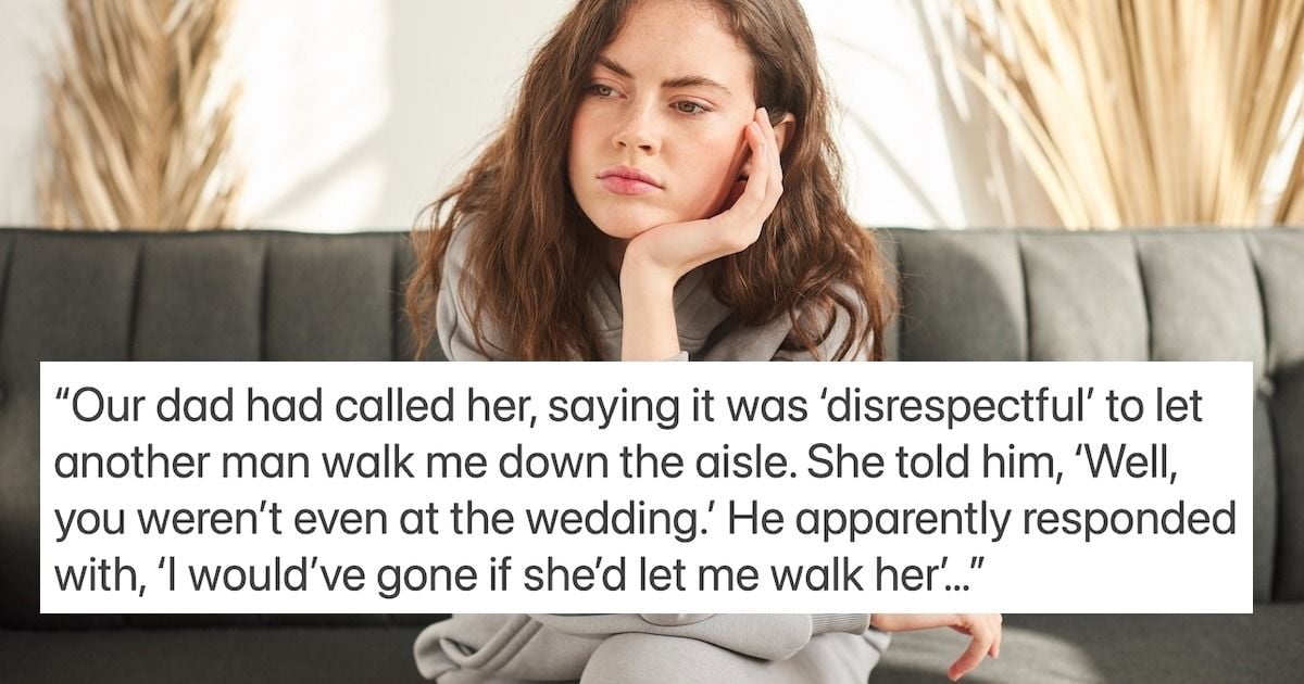 'AITA for posting a picture of my stepdad walking me down the aisle?' 'I'm rubbing it in.'