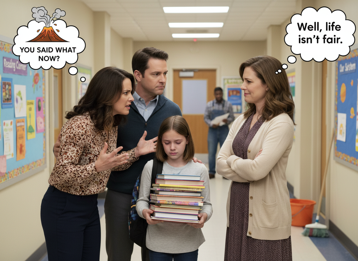 AITA for flipping out on my daughters teacher after she made the comment "Well, life isnt fair" in response to my daughter saying she was overwhelmed?