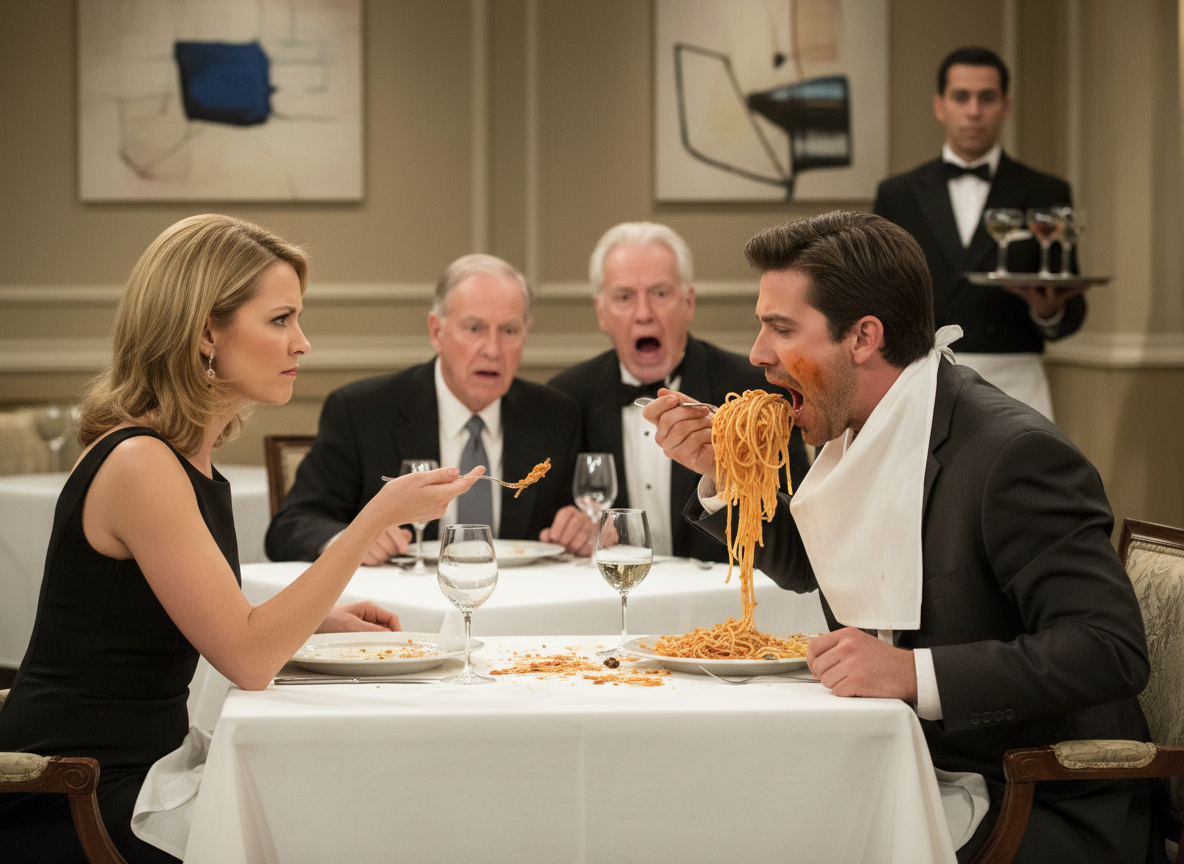 AITA for insisting my boyfriend eat respectfully at a nice restaurant?