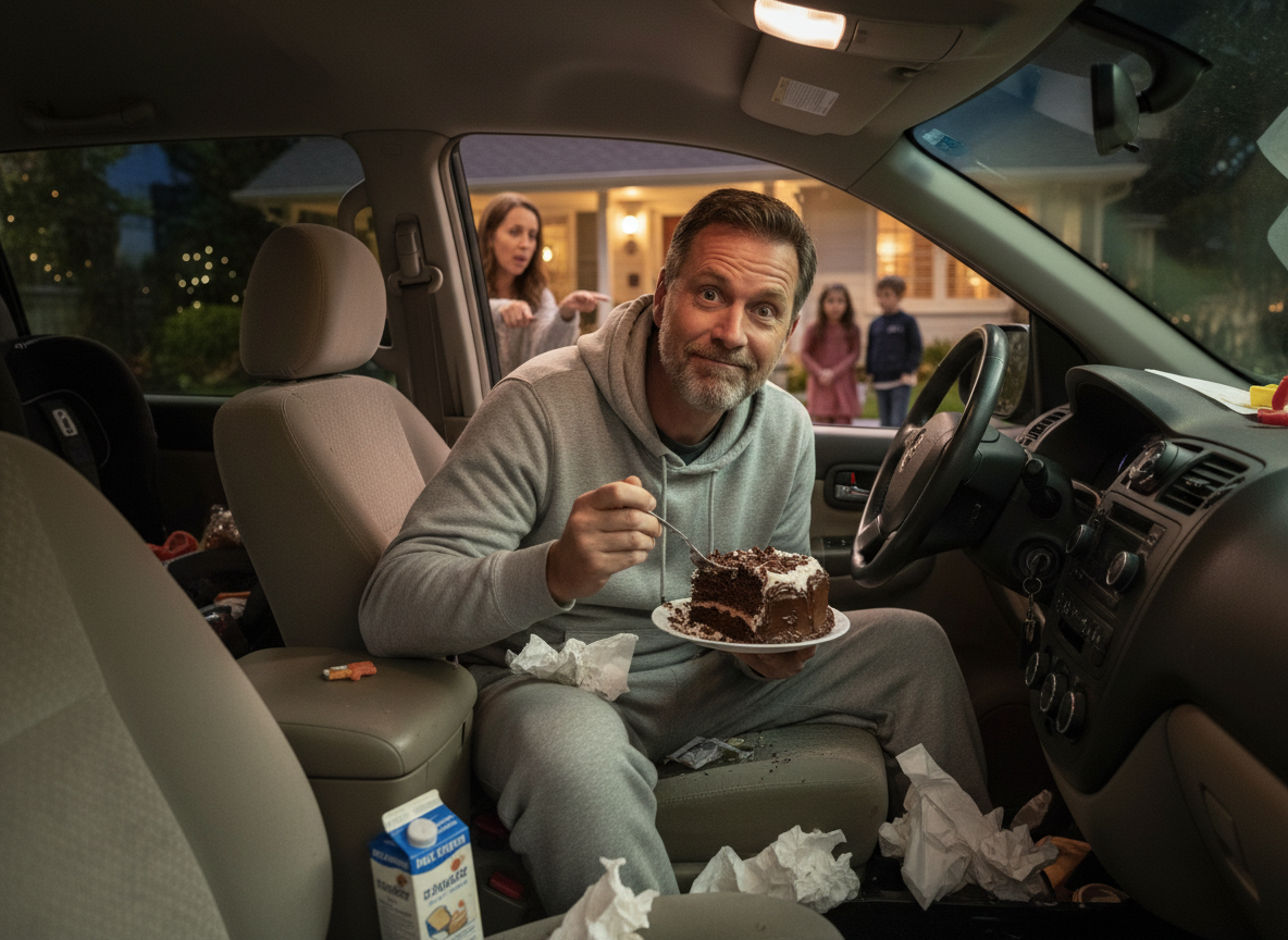 AITA for eating cake in my car so I didn't have to share with my wife and kids?