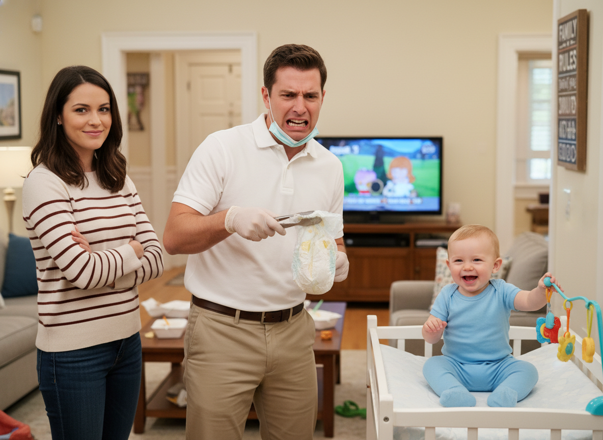 AITA for making my (germaphopic) husband change our son's diaper?