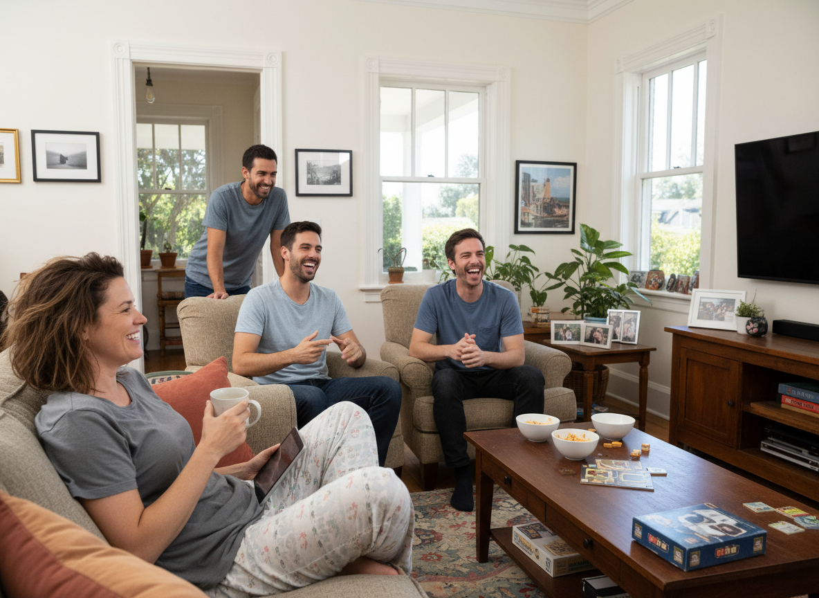 AITA for not wearing a bra when my husband has his friends stay over?