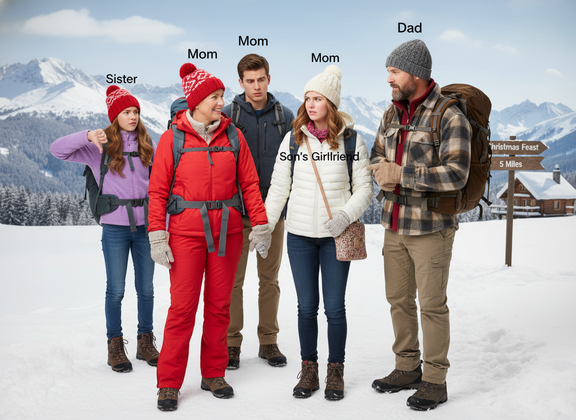 AITA for not downgrading the family pre-feast hike on Christmas for my son’s girlfriend?