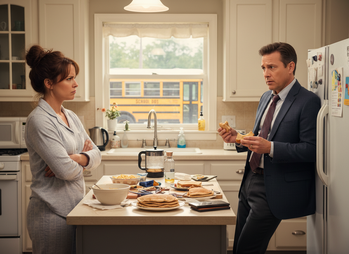 AITA for purposely avoiding having breakfast with my husband and demanding to know why he was still home?