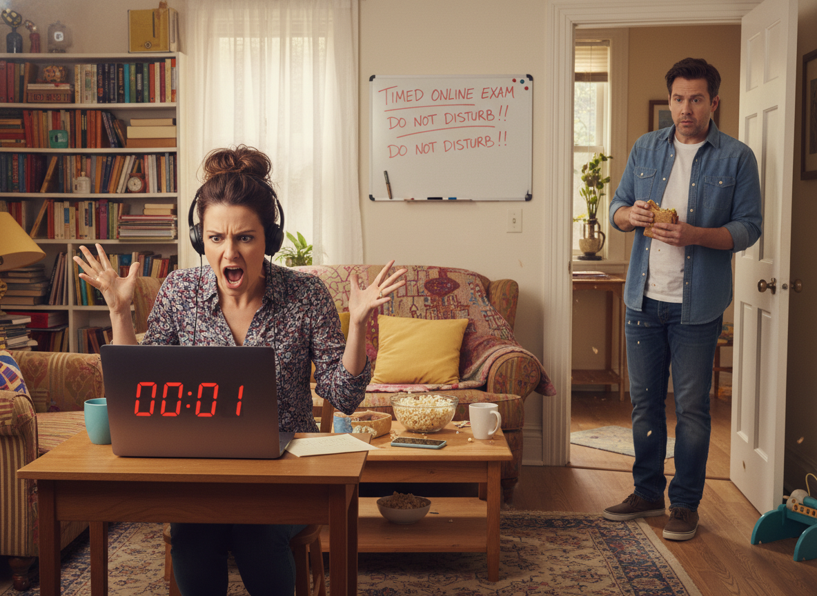 AITA for shouting at my husband when he came into the room during a timed test? 