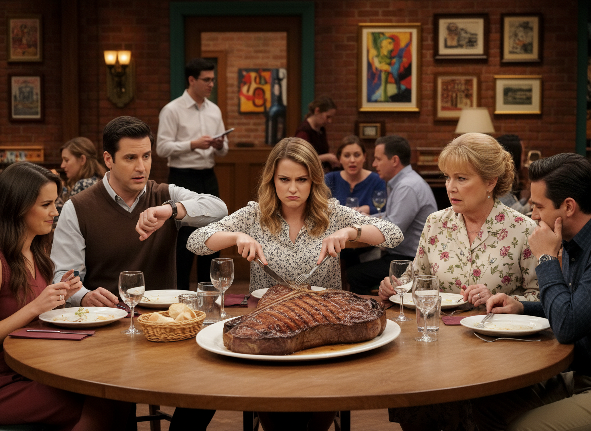 Hungry Woman Polishes Off Giant Steak And Dessert In Front Of Disapproving MIL Who Says No Woman Should Eat That Much