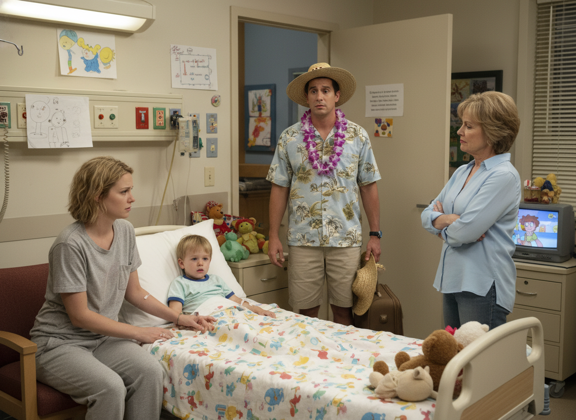 AITAH for being mad at my husband for not coming home from his vacation because our toddler is in the hospital 