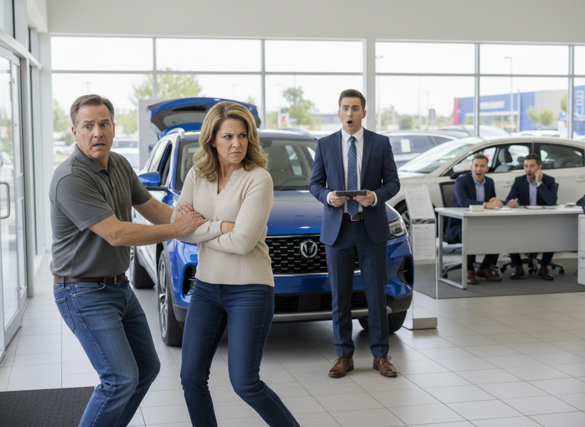 AITAH for vetoing my wife's car purchase in the dealership and walking her out of there without looking at the car she picked out?
