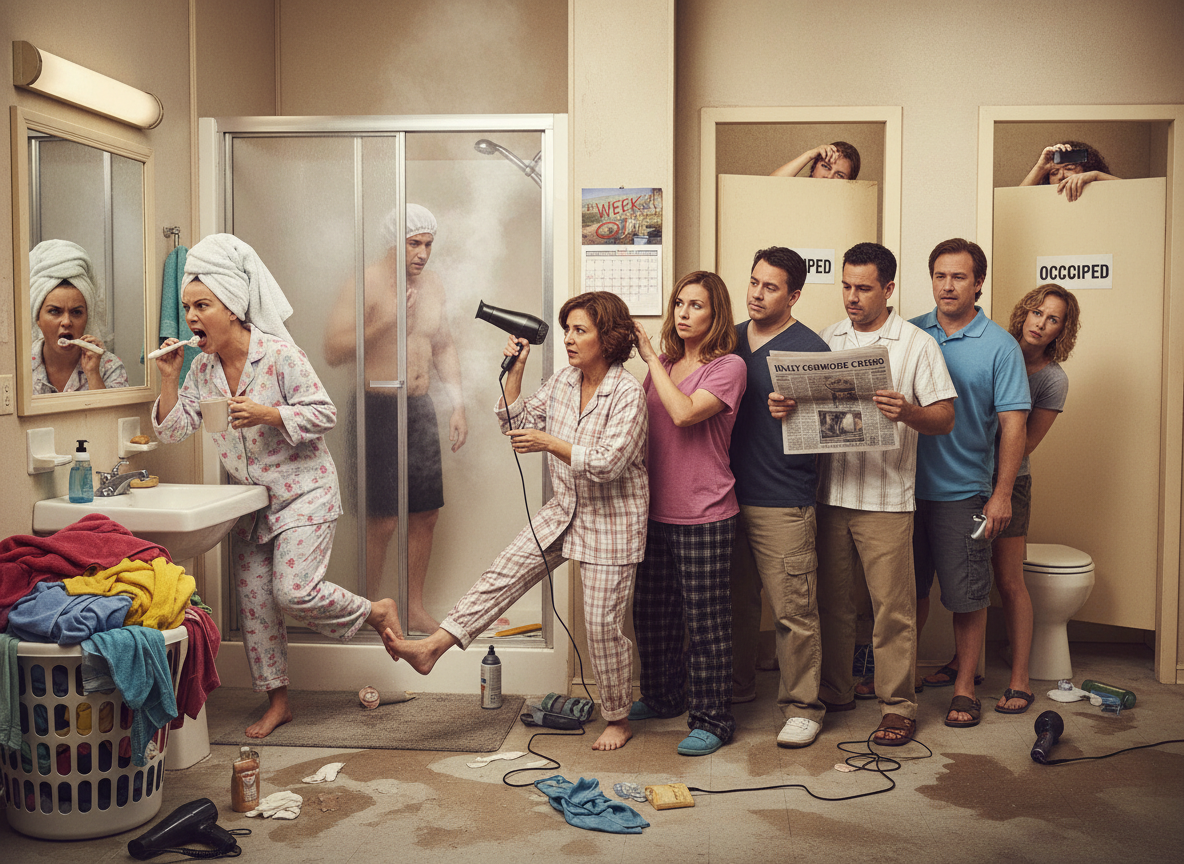 AITA for saying 1 shower (2 toilets) 8 adults for 1 week is not ok? Am I being unreasonable in saying that this is not realistic (and is in fact a really s***id idea)?