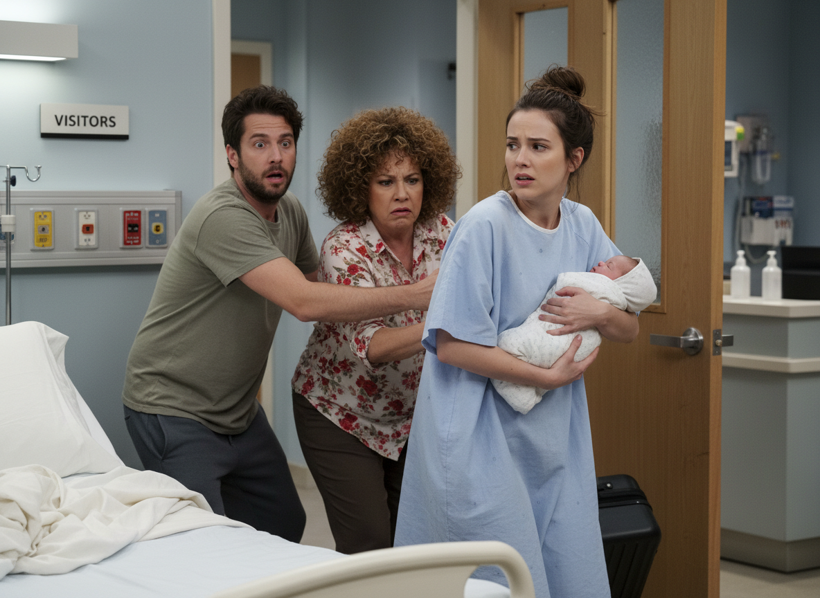 AITA for walking out of the hospital very soon after giving birth when my husband brought his mom in?