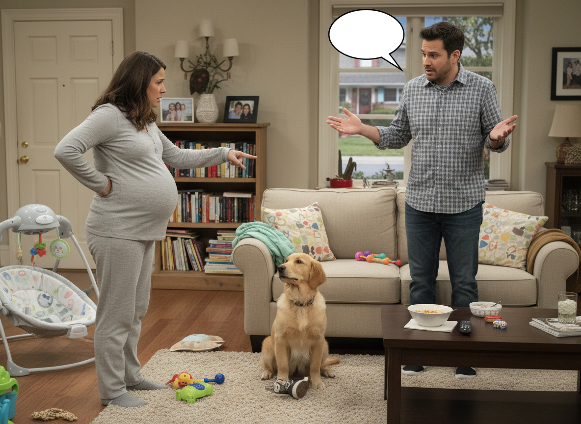 AITA for telling my 9 month pr****nt GF, we are not getting rid of our 4 month old puppy just because she’s getting “overwhelmed”!