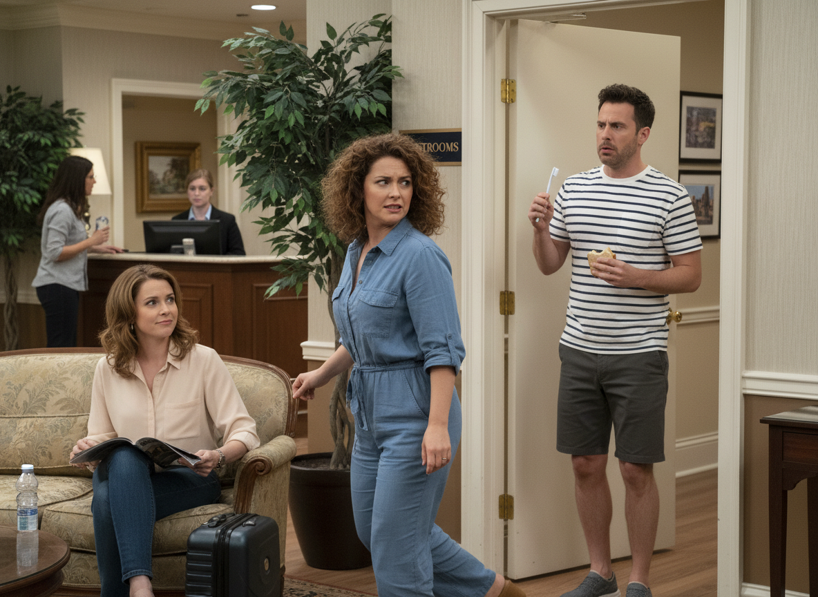 AITA for leaving our hotel room to use the lobby toilet?