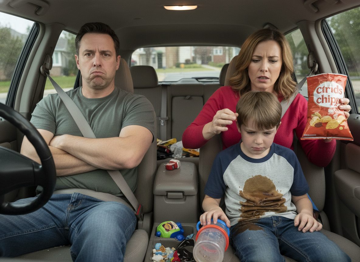 AITA for giving the silent treatment after my gf's son spilled in my car?