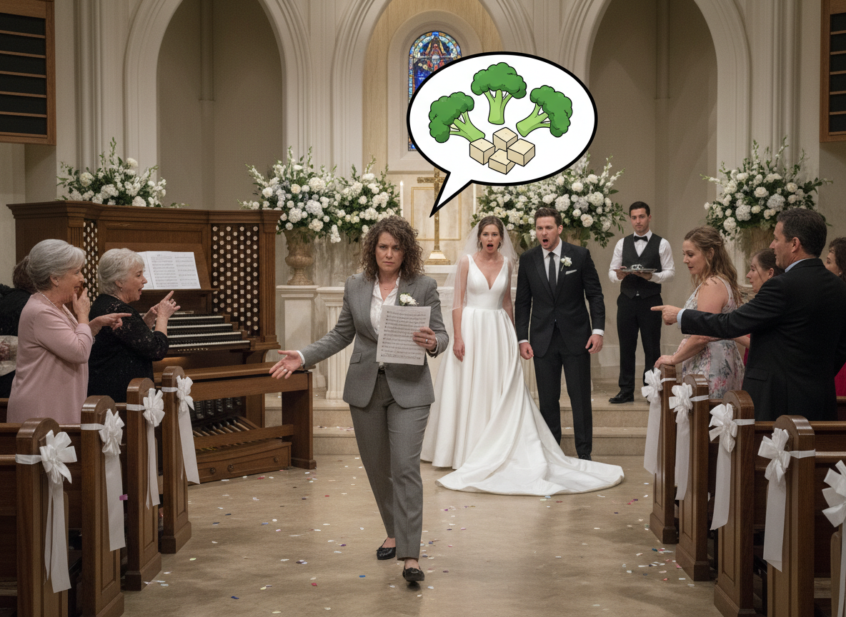 AITA for walking out of my sister's wedding as an organist because she told me last minute that she didn't have any vegan options?